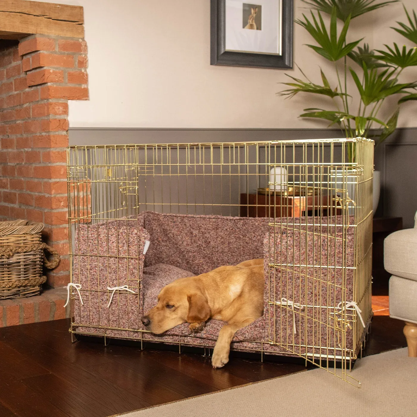 Dog Crate with Cushion & Bumper in Rose Quartz Minerals by Lords & Labradors - Image 2