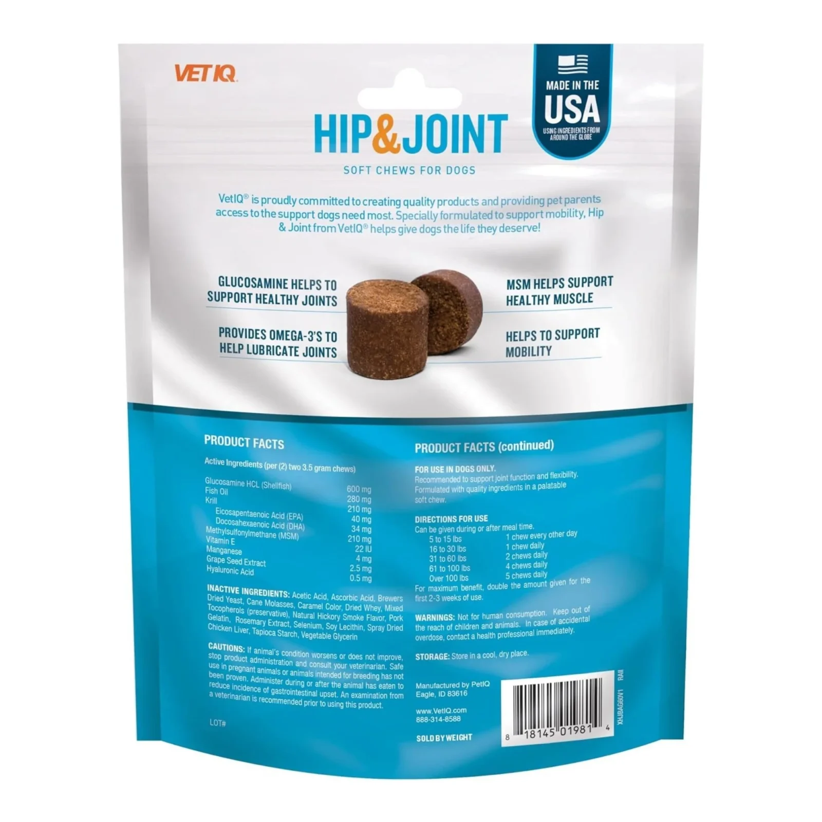 Vetiq Hip & Joint Soft Dog Chew Chicken, 60-Count - Image 2
