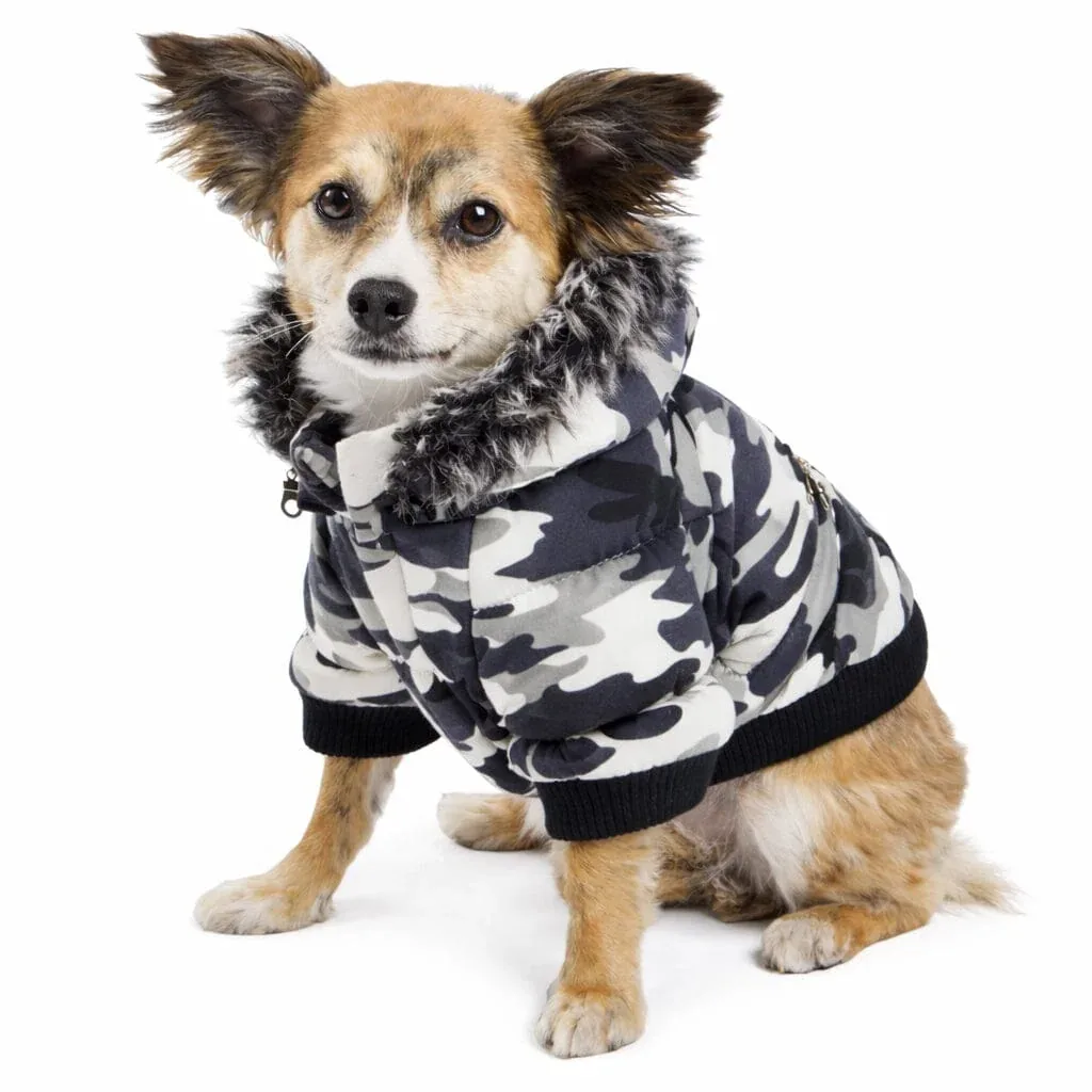 Pet Life ® Classic Metallic Fashion 3M Insulated Dog Coat Parka w/ Removable Hood