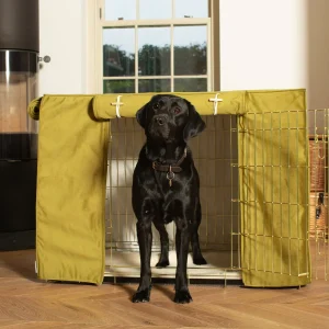 Dog Crate Cover In Olive Velvet by Lords & Labradors