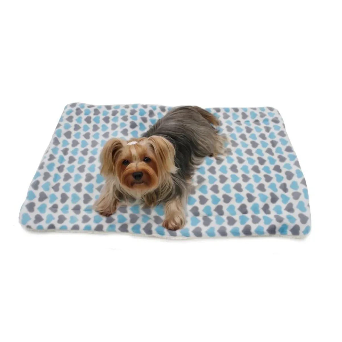 Blue & Gray Hearts Fleece/Plush Blanket - Image 2
