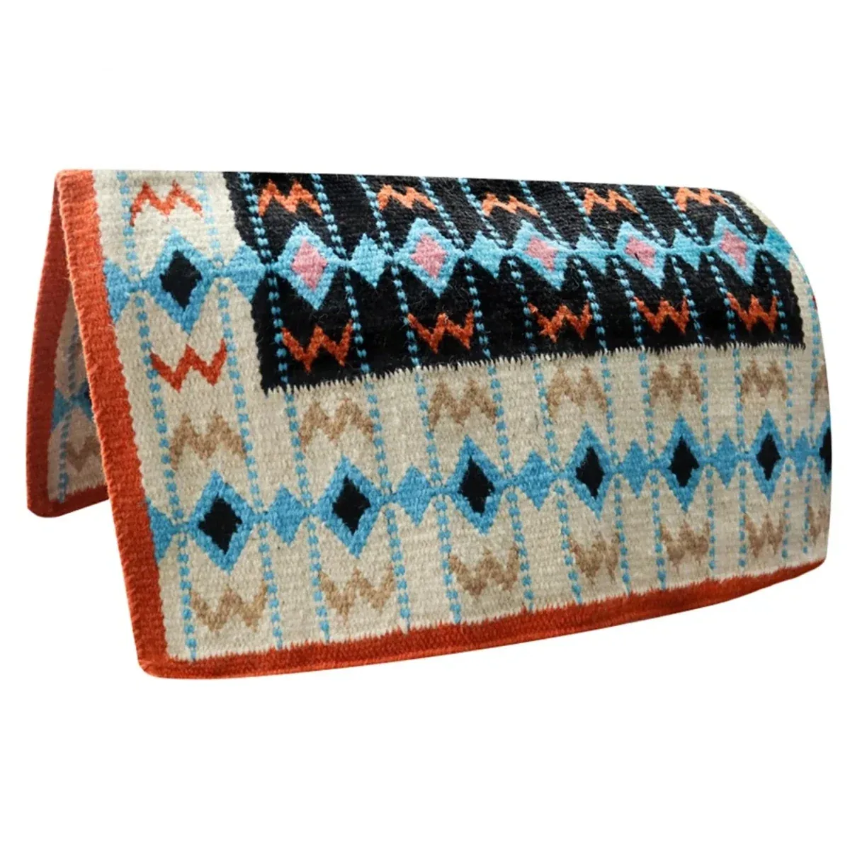 TuffRider Durango Western Woven Saddle Blanket- Light Blue/Tan- 34 x 36 - Image 2