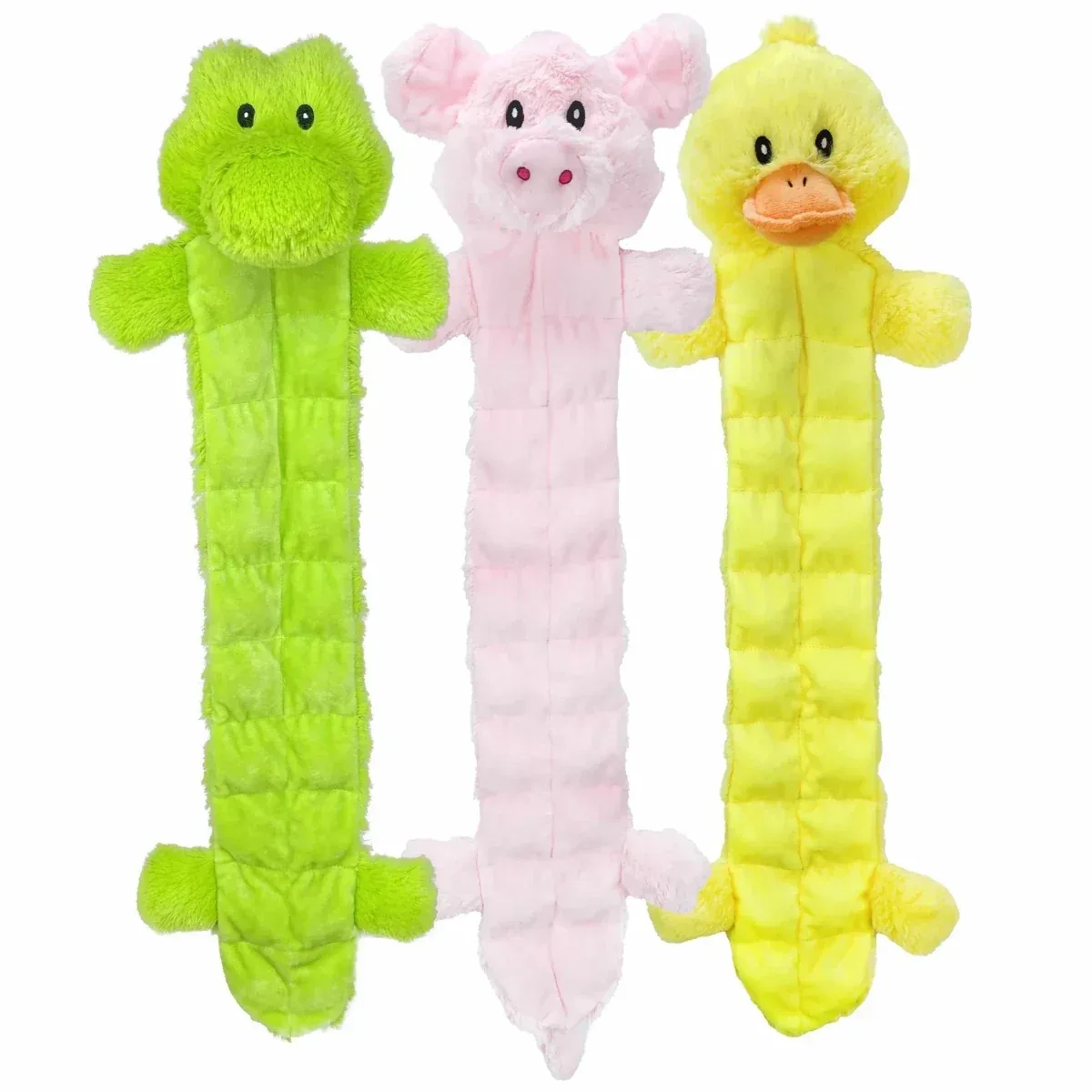 Multipet Long Squeaker Mat Plush Dog Toy Assorted Animals 24 in