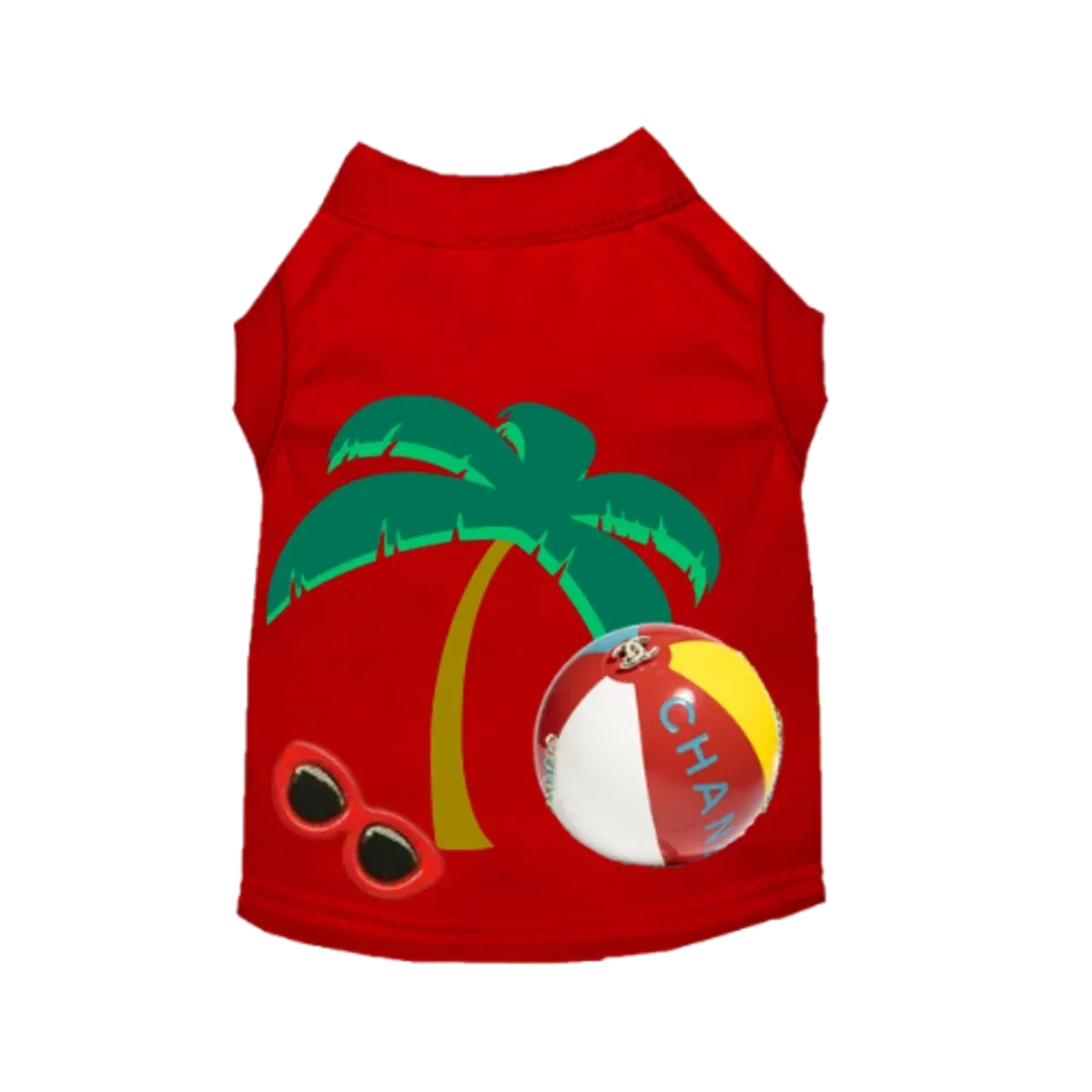 My CC Summer Vacation - Designer-Inspired Dog Tee with Sunglasses Detail - Image 2