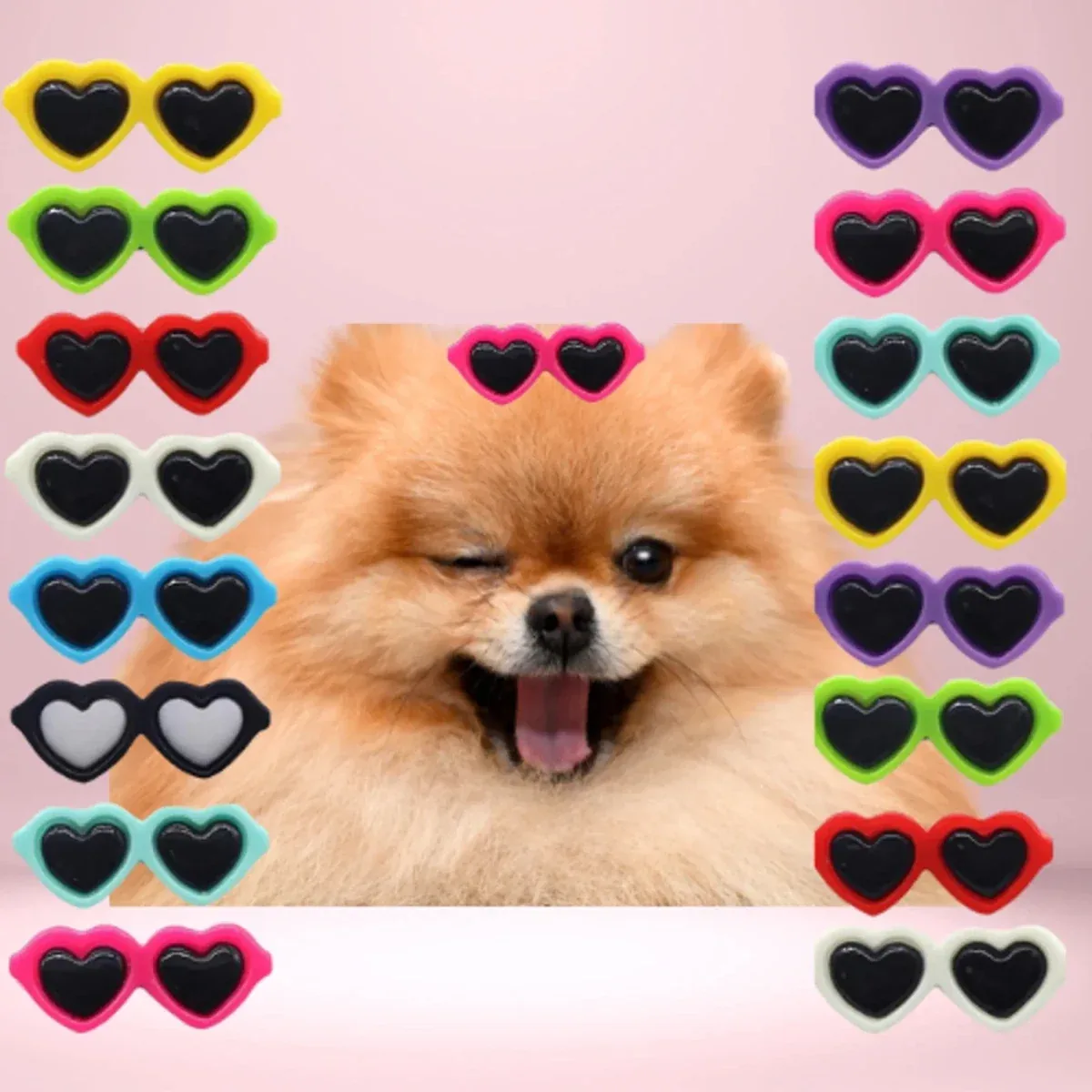 Heart Shaped Sunnies Dog Hair Clips - Alligator Clips for Long-Haired Dogs - Image 2