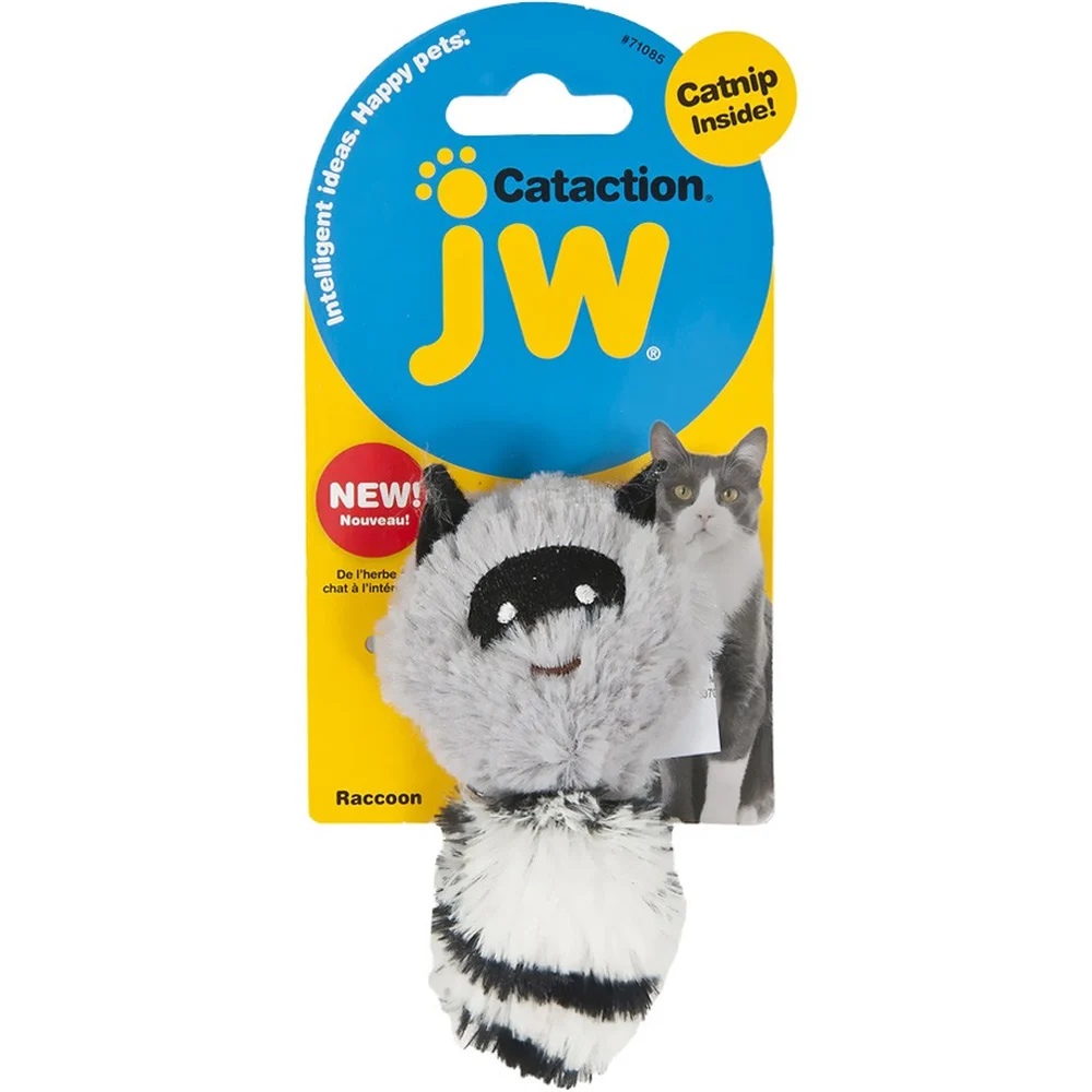 JW Pet Cataction Plush Catnip Racoon Grey