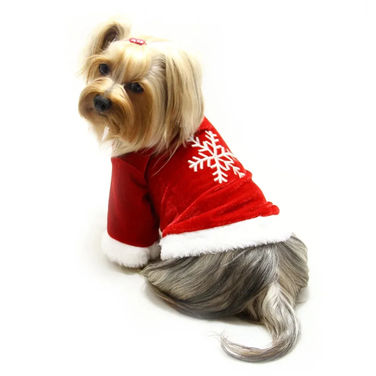 Velour Holiday Shirt with Sparkling Silver Snowflake - Image 2