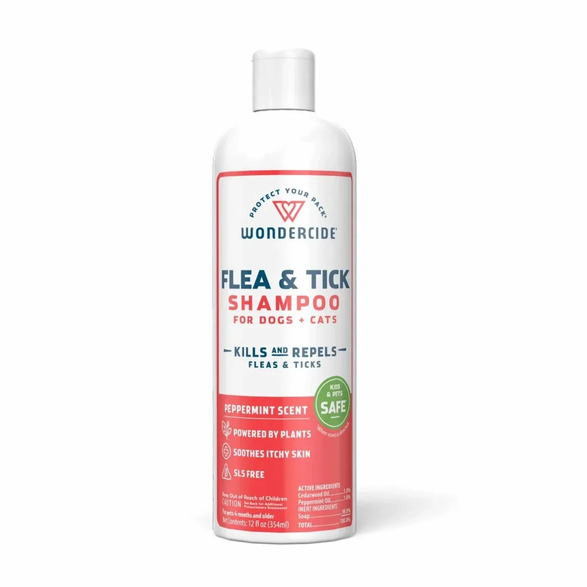 Wondercide Flea & Tick Shampoo for Dogs + Cats - 12 oz. liquid shampoo - Peppermint