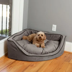 Luxury Overstuffed Corner Dog Bed with Microsuede