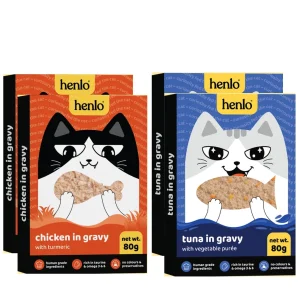 Henlo Chicken in Gravy With Turmeric and Tuna in Gravy with Vegetable Puree Adult Cat Wet Food Combo