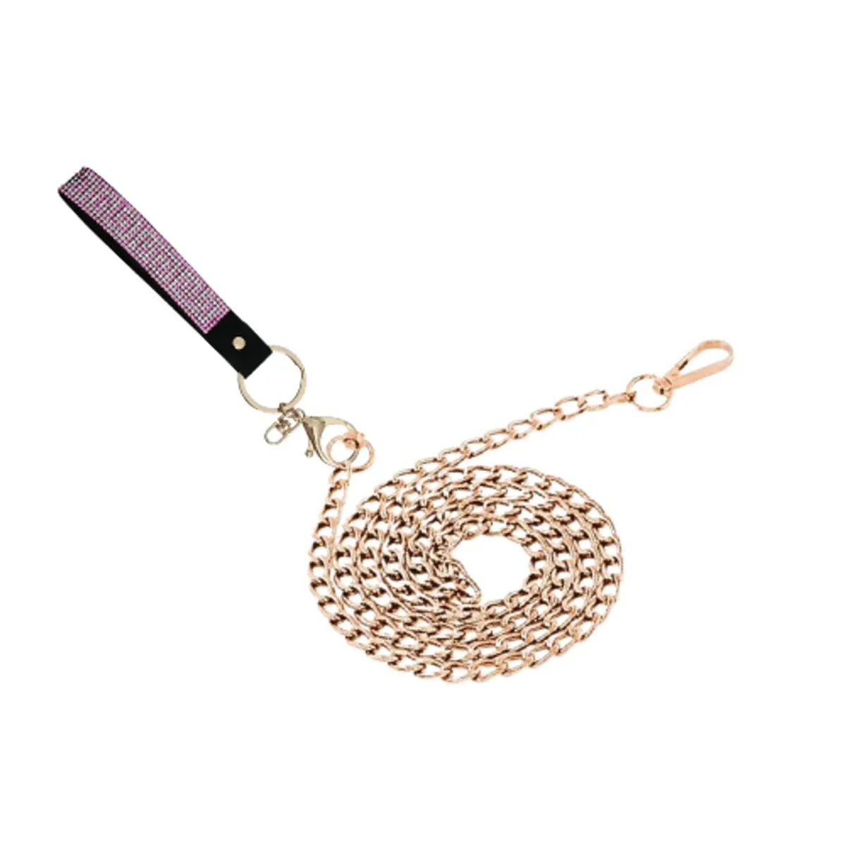 Pink Rhinestone & Gold Metal Lead - Image 2