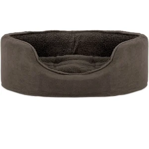 FurHaven Snuggle Terry & Suede Oval Pet Bed - Espresso (Extra Large)