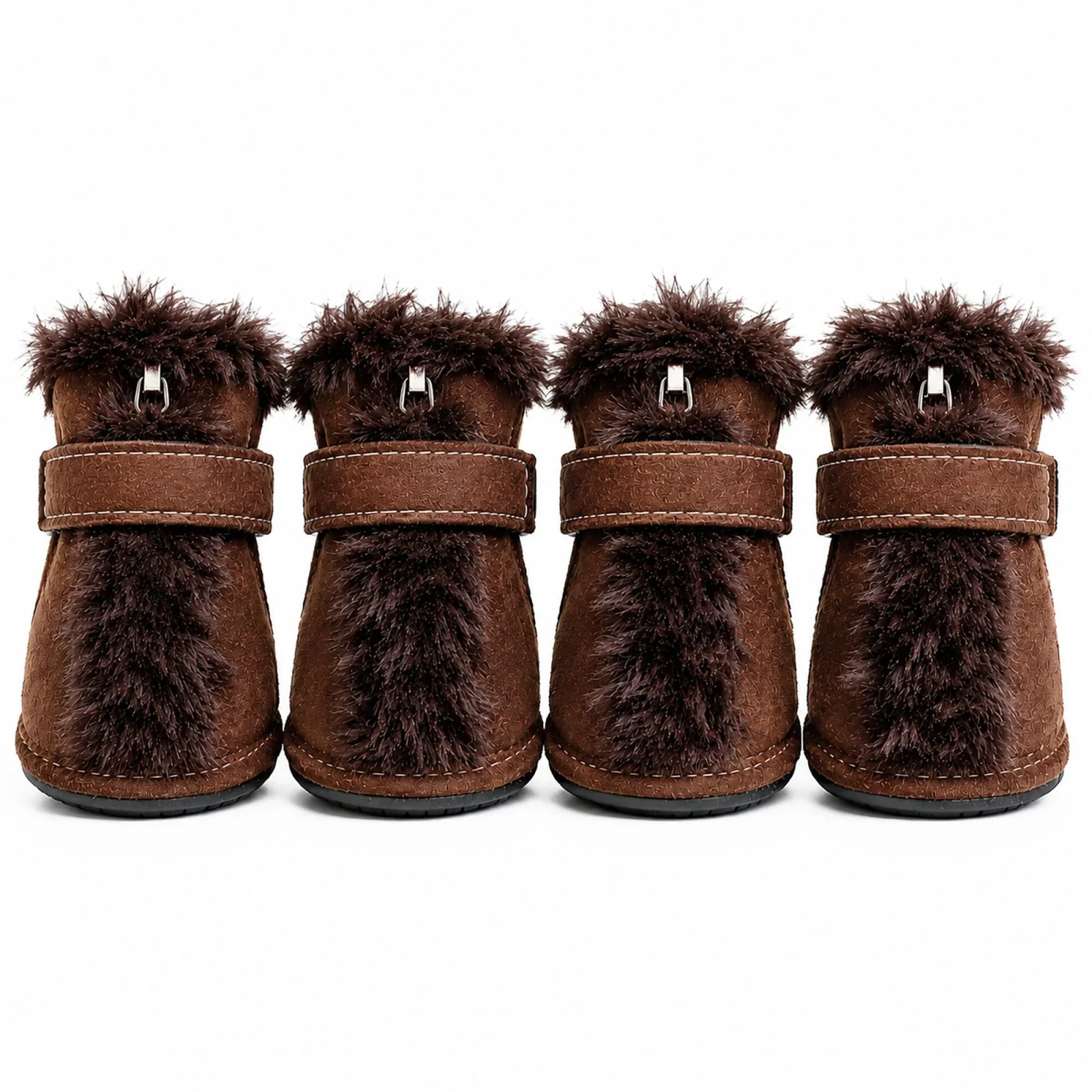 Pet Life ® Fur-Comfort 3M Insulated Fashion Fur and Suede Winter Dog Shoes Boots - Set of 4