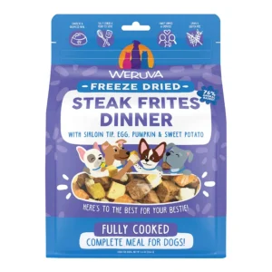 Weruva Dog Freeze-Dried Steak Frites Dinner Dry Dog Food, 5.5 oz each, Case of 12