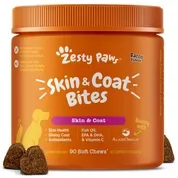 Zesty Paws Skin & Coat Bites Soft Chew Omega Supplement for Dogs