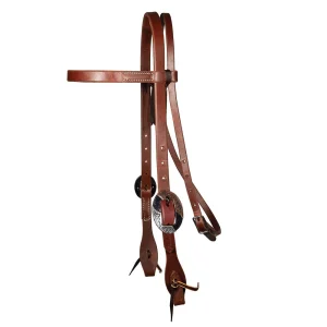 Professionals Choice 34in Silver and Copper Double Buckle Ranch Single Ear Headstall