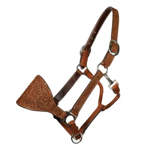 Professionals Choice Chocolate Floral Roughout Leather Bronc Halter