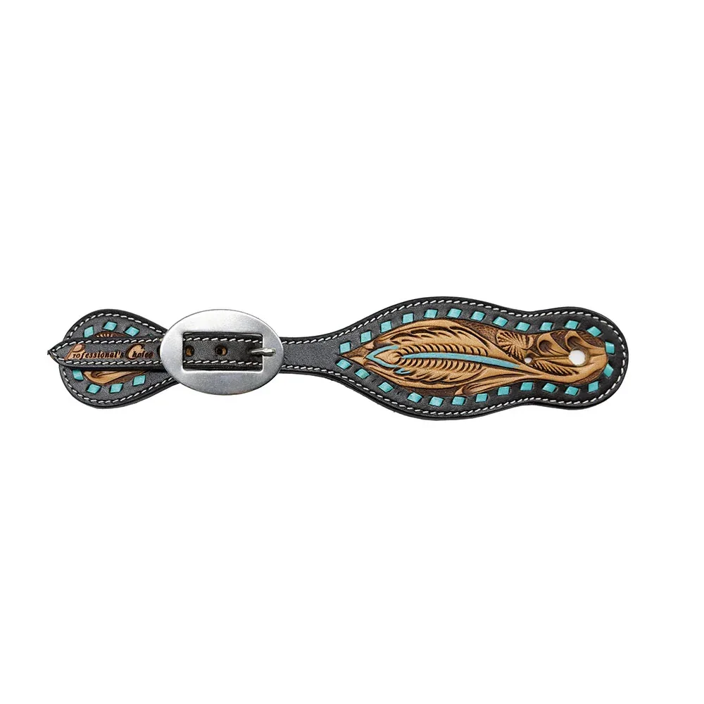 Professionals Choice Ladies Turquoise Feather Spur Straps