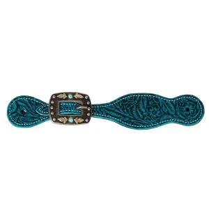 Professionals Choice Ladies/Youth Aqua Floral Spur Straps