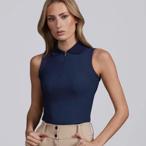 Prospero Sleeveless Polo Top Navy