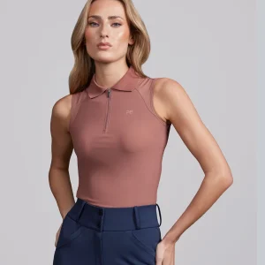 Prospero Sleeveless Polo Top Rosewood