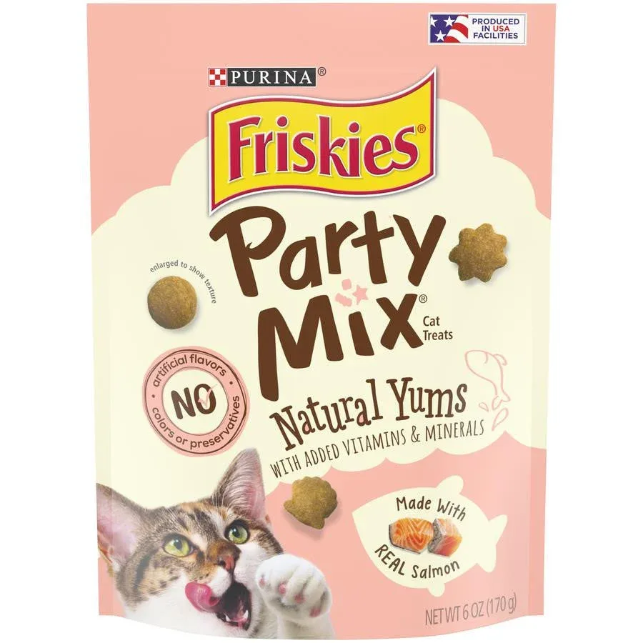 Purina Friskies Party Mix Natural Yums With Real Salmon Cat Treats 6/6oz {L-1}050860