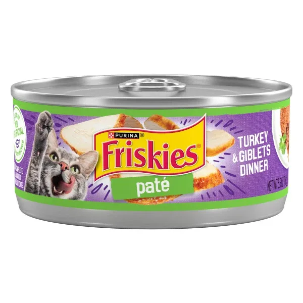Purina Friskies Wet Cat Food Pate Turkey and Giblets Dinner - 5.5 oz. Can