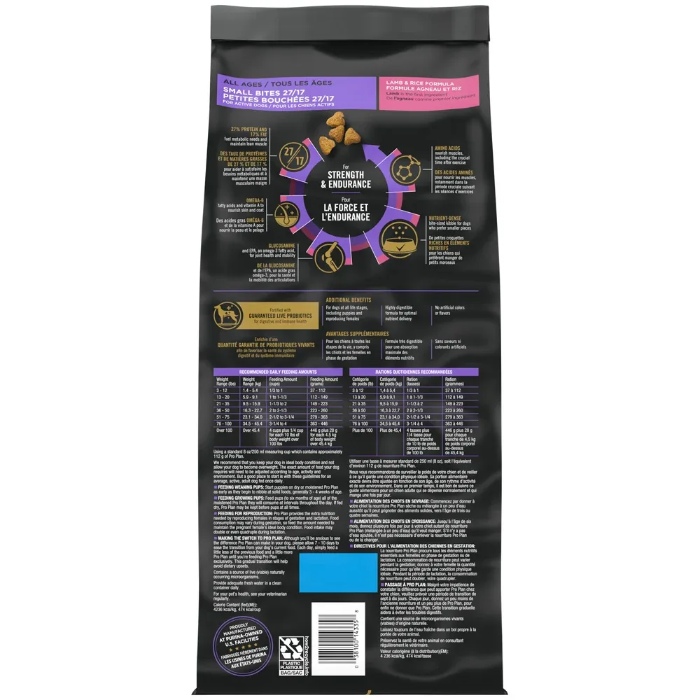Purina Pro Plan Small Bites Lamb & Rice Formula High Protein, High Energy Dry Dog Food - Image 2