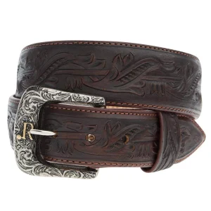 R Watson Boots Men's Cognac Tooled Tapered Belt