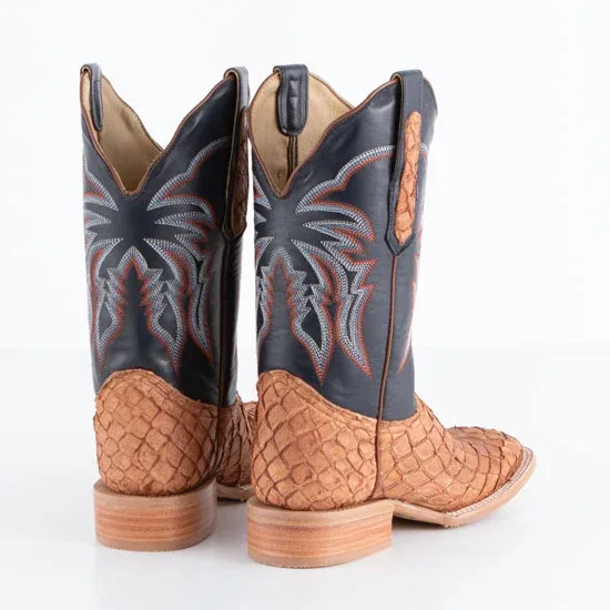 R Watson Boots Women's Matte Cognac Pirarucu 11in Deep Pacific Top - Image 2