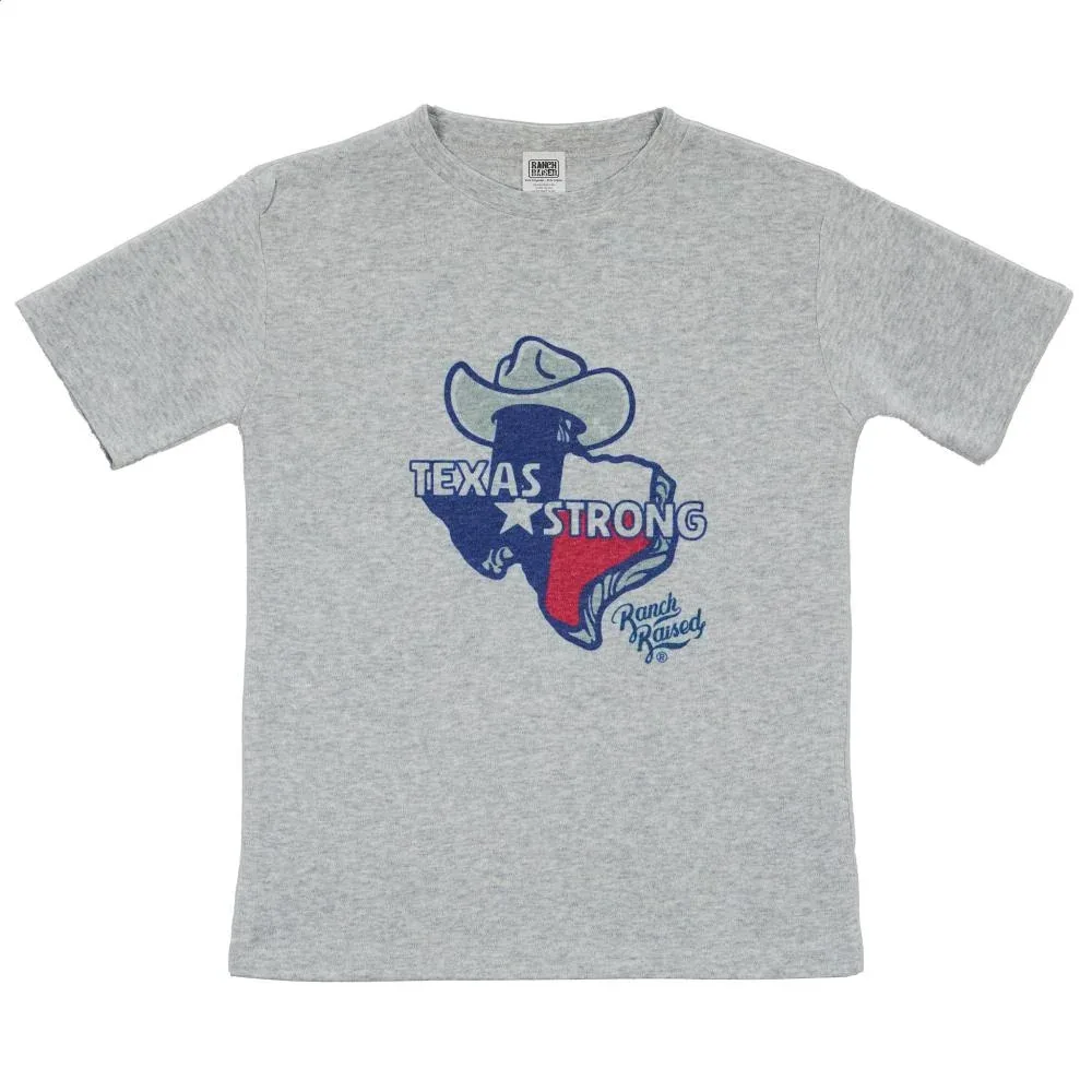Ranch Raised Boy's Grey Texas Strong Tee