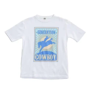 Ranch Raised Boy's White Generation Cowboy Short Sleeve Tee Shirt