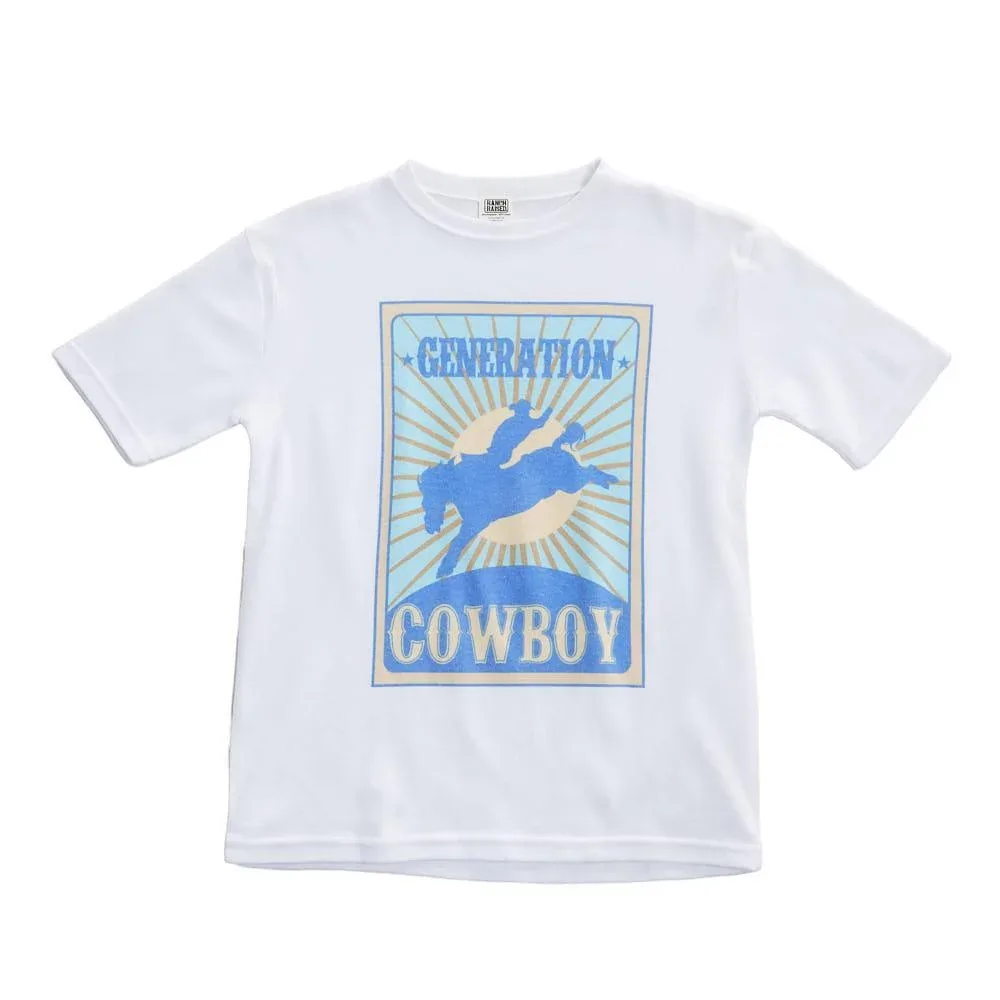 Ranch Raised Boy's White Generation Cowboy Short Sleeve Tee Shirt