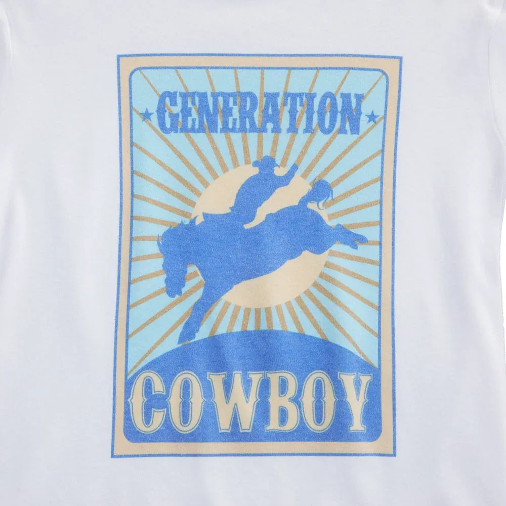 Ranch Raised Boy's White Generation Cowboy Short Sleeve Tee Shirt - Image 2
