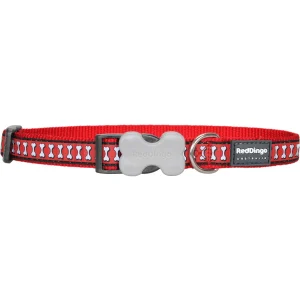 Reflective Bones Red Dog Collar
