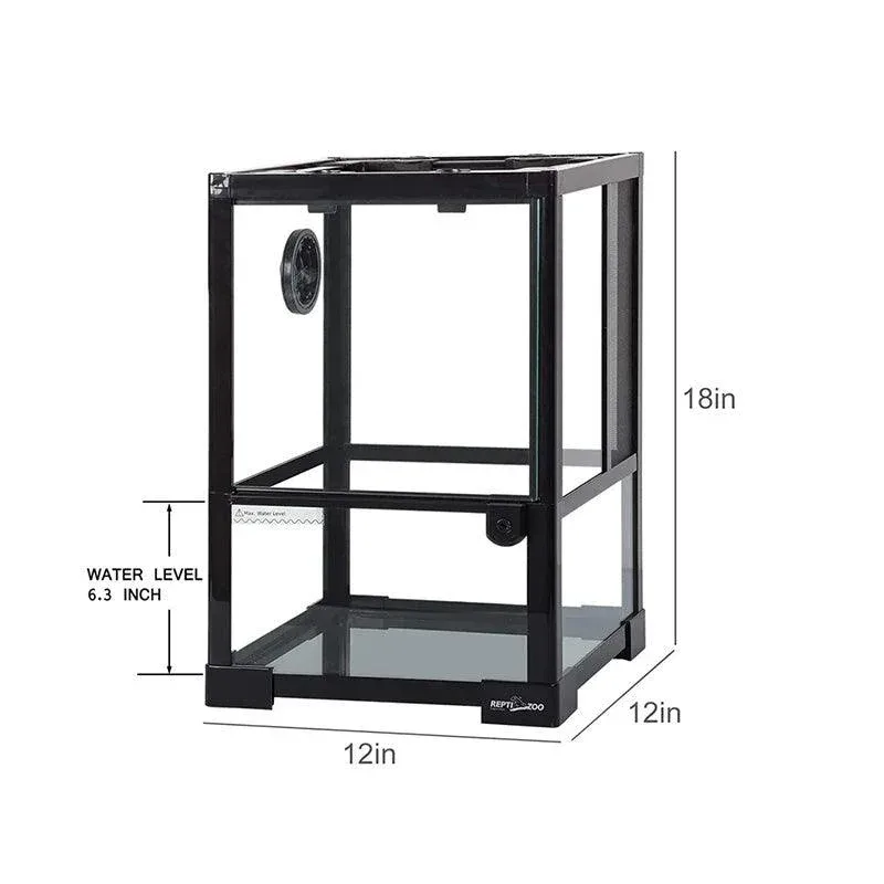 REPTI ZOO 10 Gallon 12" x 12" x 18" Full Glass Reptile Terrarium, Top Screen Ventilation & Feeding RK0102NS - Image 2