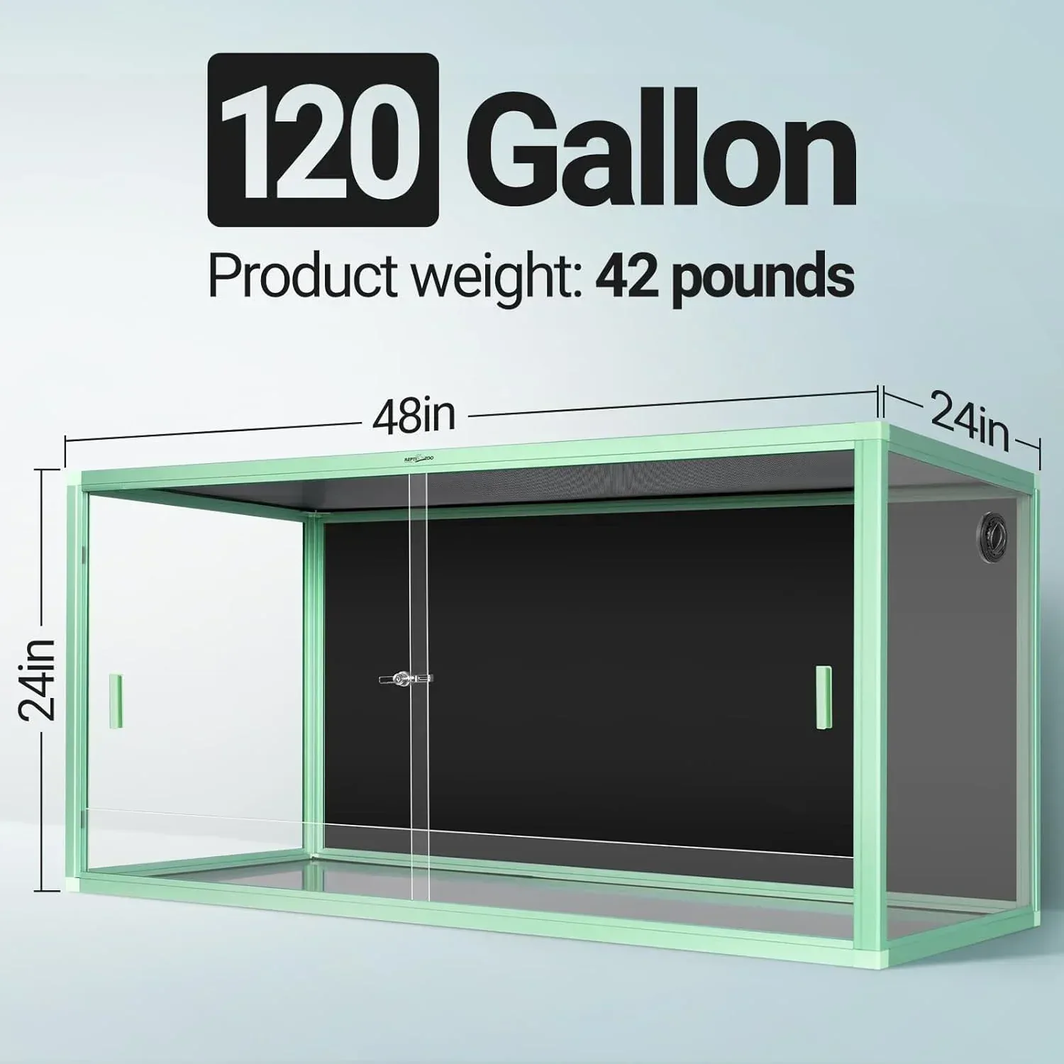 REPTI ZOO 120 Gallon Stackable Aluminum Reptile Terrarium with Tempered Glass - Image 2