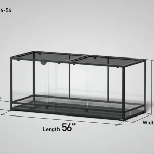 REPTI ZOO 128 Gallon 56" x 22"x 24" Glass Reptile Terrarium with Sliding Door Custom Reptile Tank (customed reptile cage)