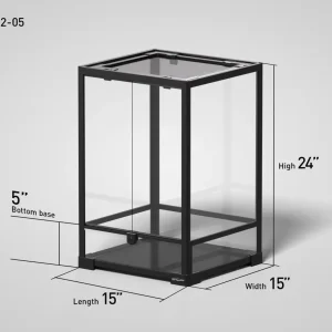 REPTI ZOO 15" x 15"x 24" Glass Reptile Terrarium with Hinged Door Custom Reptile Tank (customed reptile cage)