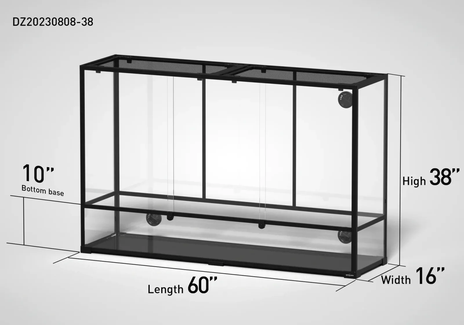 REPTI ZOO 150 Gallon 60" x 16"x 38" Glass Customed Reptile Terrarium Front Sliding Reptile tank