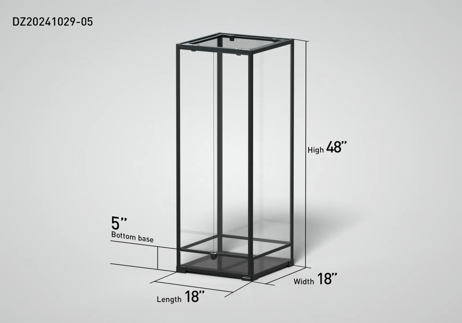 REPTI ZOO 18" x 18"x 48" Glass Reptile Terrarium with Hinge Door Custom Reptile Tank (customed reptile cage)