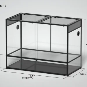 REPTI ZOO 180 Gallon 48" x 24"x 36" Glass Reptile Terrarium with Sliding Door Reptile Habitat Tank Mesh screen on sides (customed reptile cage)