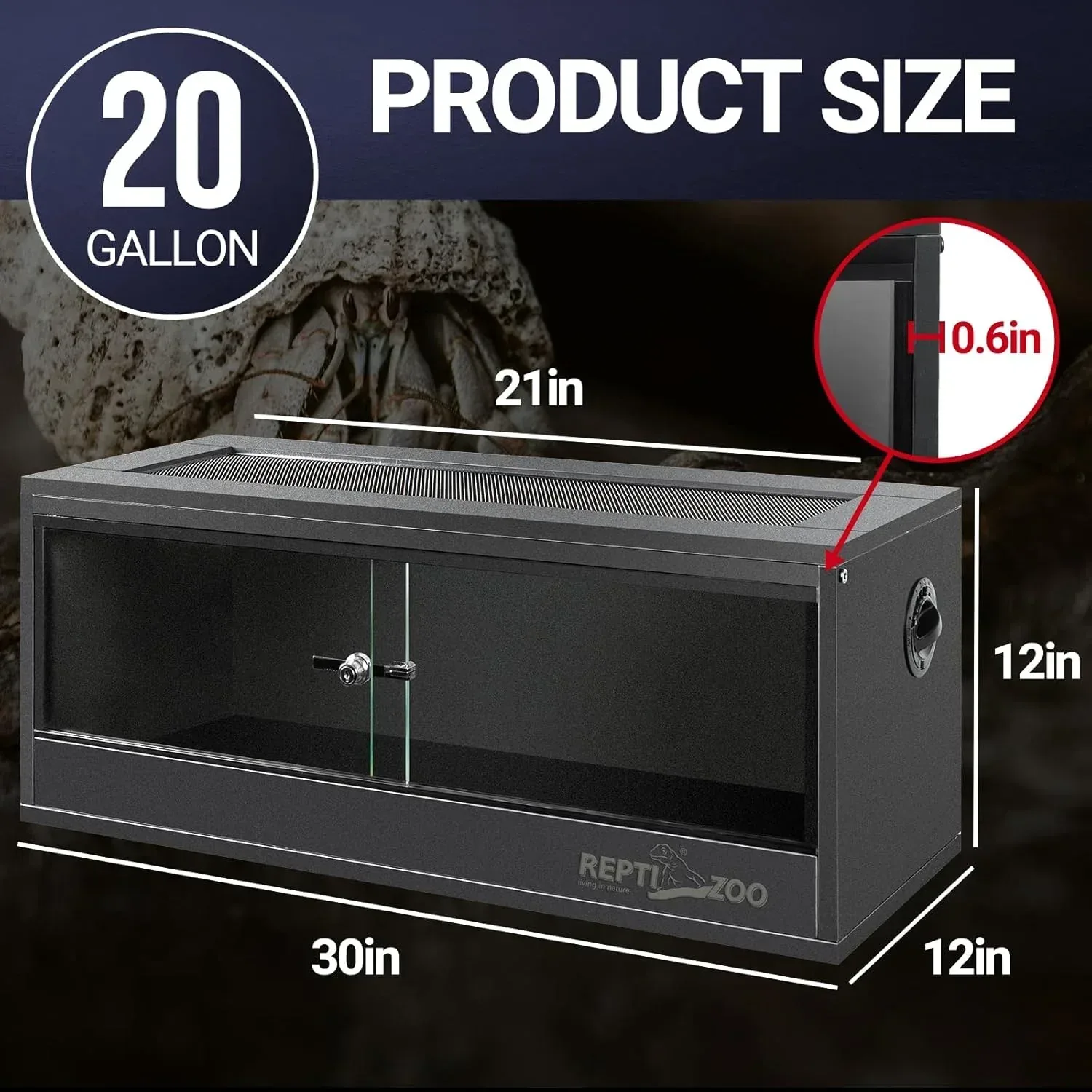 REPTI ZOO 20 Gallon PVC Reptile Tank 30x12x12 Reptile Terrarium for Lizards - Image 2