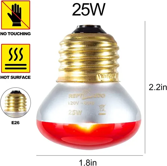 REPTI ZOO 25W Nano Reptile Infrared Heating Lamp 2 Pack for Small Geckos,Turtle,Bearded Dragon,Lizard,Tarantulas - Image 2