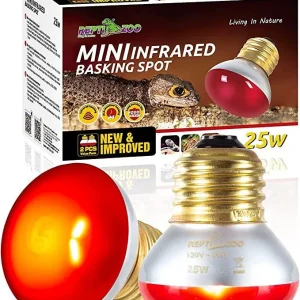 REPTI ZOO 25W Nano Reptile Infrared Heating Lamp 2 Pack for Small Geckos,Turtle,Bearded Dragon,Lizard,Tarantulas