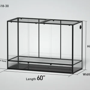 REPTI ZOO 262 Gallon 60" x 24"x 42" Glass Reptile Terrarium with Sliding Door Custom Reptile Tank (customed reptile cage)