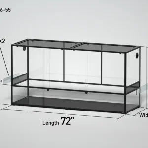 REPTI ZOO 270 Gallon 72" x 24"x 36" Glass Reptile Terrarium with Sliding Door Custom Reptile Tank (customed reptile cage)
