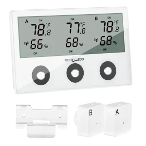 REPTI ZOO 3-Channels Wireless Reptile Thermometer and Humidity Gauge Large Screen Display