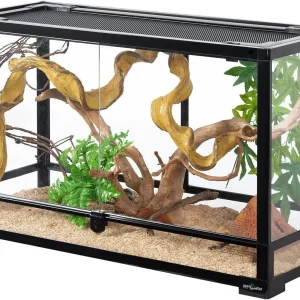 REPTI ZOO 30 Gallon 30" x 12"x 18" Glass Reptile Terrarium, Front Opening Reptile Habitat Tank RK301218G