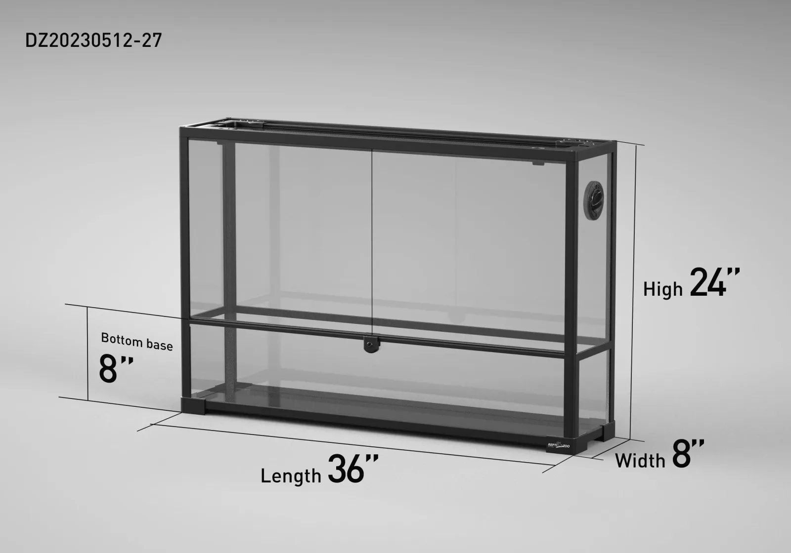 REPTI ZOO 30 Gallon 36" x 8"x 24" Glass Reptile Terrarium with Front Opening Door Reptile Habitat Tank (customed reptile cage)